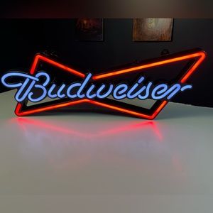 Budweiser  Bow Tie Neon Sign LED Light Bar Area, Man Cave , Pub Room Wall Decor